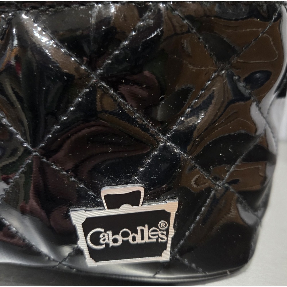 Caboodles Faux Black‎ Patent Leather Quilted Zip Makeup Case Insert/Brush Slots - Picture 2 of 8